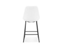 Tabouret snack mi-hauteur ALICE MINI en tissu bouloché blanc et pied traineau en métal noir