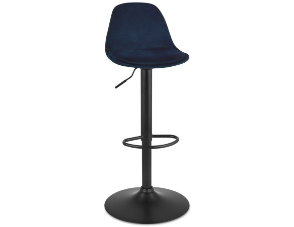 BS06360BUBL 5404028337301 Tabouret réglable FINLEY en velours bleu et pied en métal noir