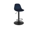 Tabouret réglable FINLEY en velours bleu et pied en métal noir