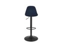 Tabouret réglable FINLEY en velours bleu et pied en métal noir