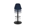 Tabouret réglable FINLEY en velours bleu et pied en métal noir