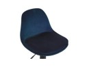 Tabouret réglable FINLEY en velours bleu et pied en métal noir
