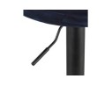 Tabouret réglable FINLEY en velours bleu et pied en métal noir