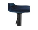Tabouret réglable FINLEY en velours bleu et pied en métal noir