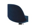 Tabouret réglable FINLEY en velours bleu et pied en métal noir