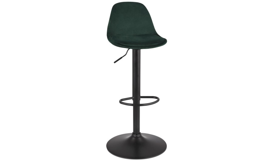 BS06370GEBL 5404028337325 Tabouret réglable FINLEY en velours vert et pied en métal noir