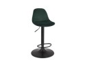 Tabouret réglable FINLEY en velours vert et pied en métal noir