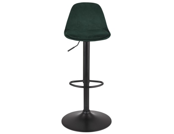Tabouret réglable FINLEY en velours vert et pied en métal noir