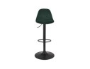 Tabouret réglable FINLEY en velours vert et pied en métal noir