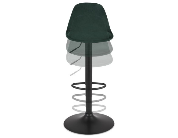 Tabouret réglable FINLEY en velours vert et pied en métal noir