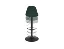 Tabouret réglable FINLEY en velours vert et pied en métal noir