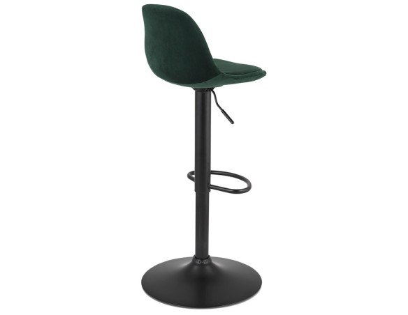 Tabouret réglable FINLEY en velours vert et pied en métal noir