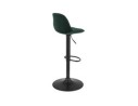 Tabouret réglable FINLEY en velours vert et pied en métal noir