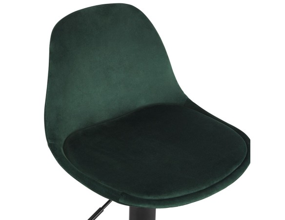 Tabouret réglable FINLEY en velours vert et pied en métal noir