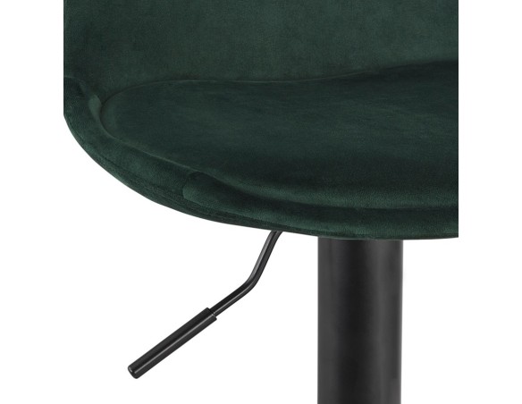 Tabouret réglable FINLEY en velours vert et pied en métal noir