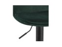 Tabouret réglable FINLEY en velours vert et pied en métal noir