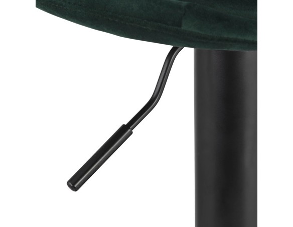 Tabouret réglable FINLEY en velours vert et pied en métal noir