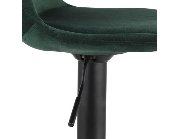 Tabouret réglable FINLEY en velours vert et pied en métal noir