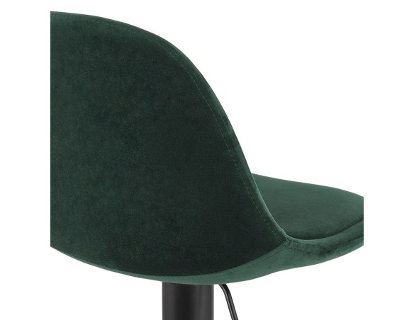 Tabouret réglable FINLEY en velours vert et pied en métal noir