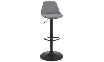 BS06380GRBL 5404028337349 Tabouret réglable FINLEY en velours gris et pied en métal noir