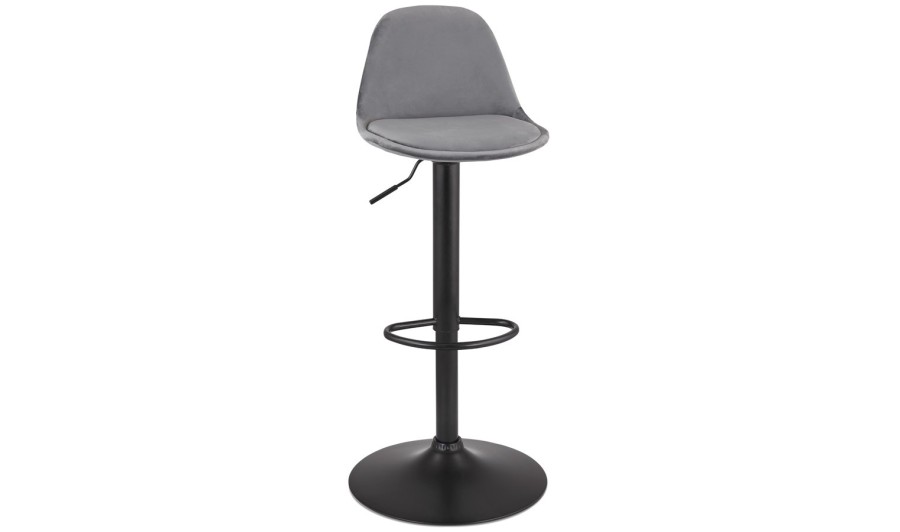 BS06380GRBL 5404028337349 Tabouret réglable FINLEY en velours gris et pied en métal noir