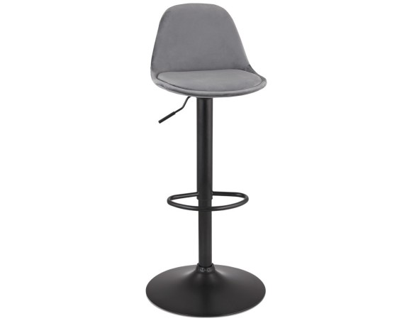 BS06380GRBL 5404028337349 Tabouret réglable FINLEY en velours gris et pied en métal noir