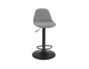 Tabouret réglable FINLEY en velours gris et pied en métal noir