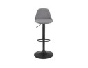 Tabouret réglable FINLEY en velours gris et pied en métal noir