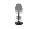 Tabouret réglable FINLEY en velours gris et pied en métal noir