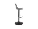 Tabouret réglable FINLEY en velours gris et pied en métal noir