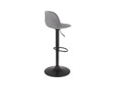 Tabouret réglable FINLEY en velours gris et pied en métal noir