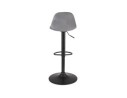 Tabouret réglable FINLEY en velours gris et pied en métal noir
