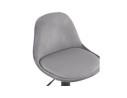 Tabouret réglable FINLEY en velours gris et pied en métal noir