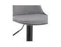 Tabouret réglable FINLEY en velours gris et pied en métal noir