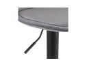 Tabouret réglable FINLEY en velours gris et pied en métal noir