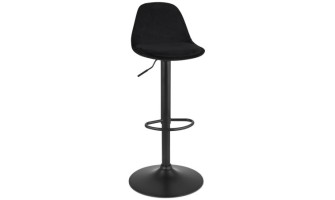 BS06390BLBL 5404028337363 Tabouret réglable FINLEY en velours noir et pied en métal noir