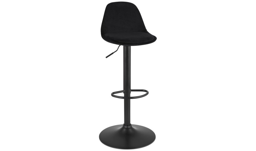 BS06390BLBL 5404028337363 Tabouret réglable FINLEY en velours noir et pied en métal noir