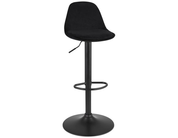 BS06390BLBL 5404028337363 Tabouret réglable FINLEY en velours noir et pied en métal noir