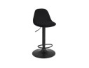 Tabouret réglable FINLEY en velours noir et pied en métal noir