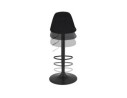 Tabouret réglable FINLEY en velours noir et pied en métal noir