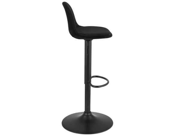 Tabouret réglable FINLEY en velours noir et pied en métal noir