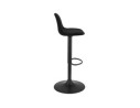 Tabouret réglable FINLEY en velours noir et pied en métal noir