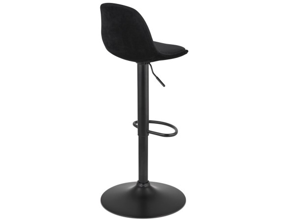 Tabouret réglable FINLEY en velours noir et pied en métal noir
