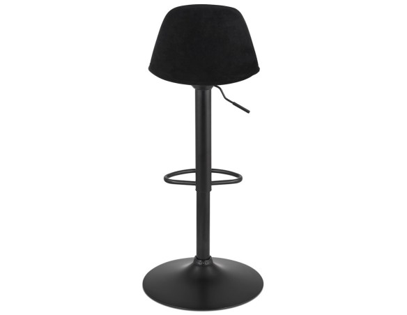 Tabouret réglable FINLEY en velours noir et pied en métal noir