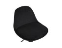 Tabouret réglable FINLEY en velours noir et pied en métal noir