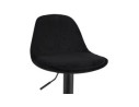 Tabouret réglable FINLEY en velours noir et pied en métal noir