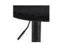 Tabouret réglable FINLEY en velours noir et pied en métal noir