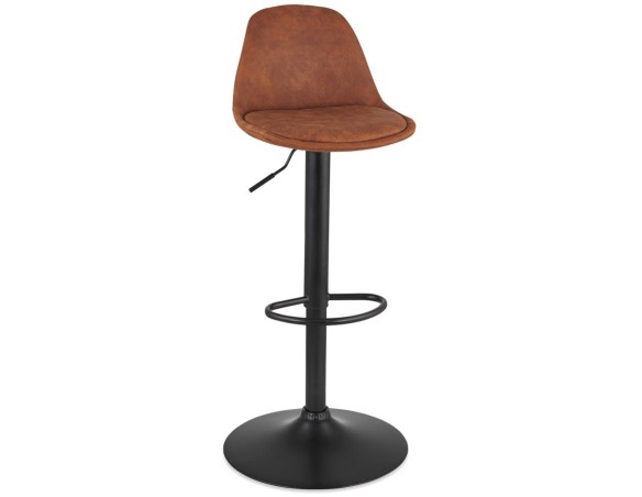 BS06400BRBL 5404028337387 Tabouret réglable CROUPION en microfibre brun et pied en métal noir