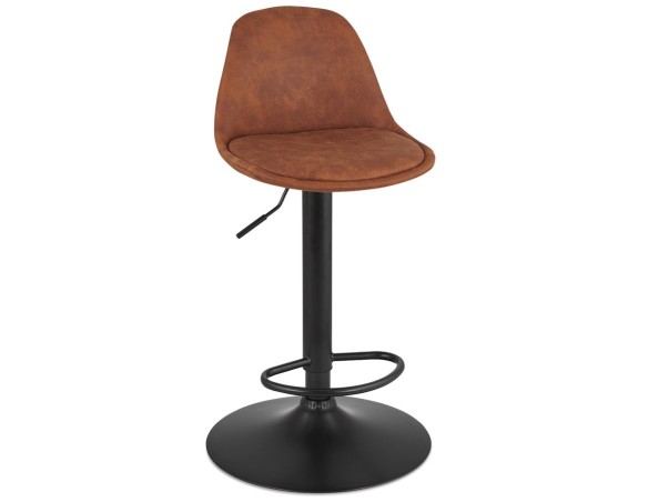 Tabouret réglable CROUPION en microfibre brun et pied en métal noir