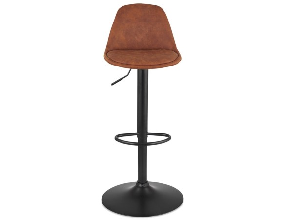 Tabouret réglable CROUPION en microfibre brun et pied en métal noir